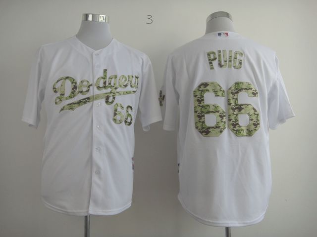 Men Los Angeles Dodgers #66 Puig White Camo MLB Jerseys